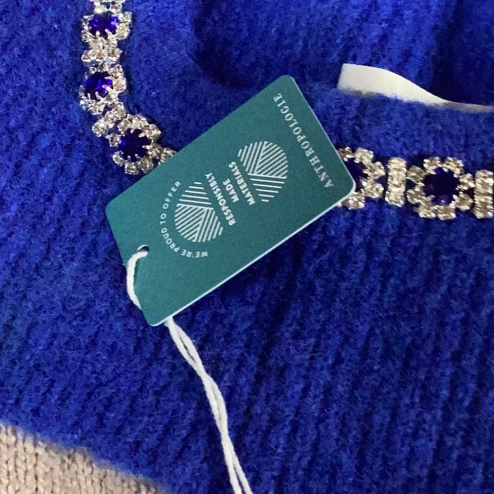 Anthropologie blue bejeweled hint snood hat new with tags - Picture 6 of 6